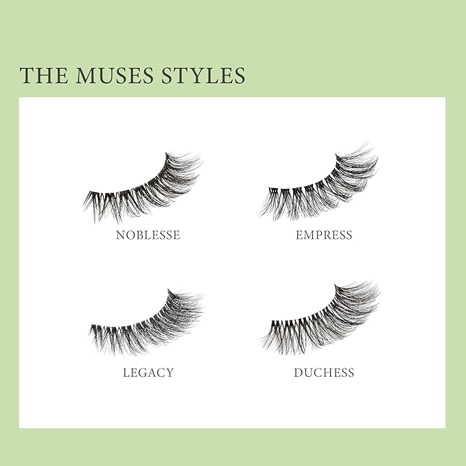 KISS Lash Couture The Muses Collection False Eyelashes, Duchess', 16 mm, Handmade, Refined Faux Silk, Contact Lens Friendly, Easy to Apply, Includes 1 Pair Reusable Strip Lashes (Pack of 4)