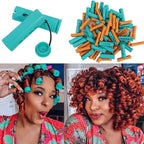 70pcs Perm Rods Set for Women's Natural Hair - Orange and Green Cold Wave Hair Rollers for Curling Long or Short Hair, DIY Hairdressing Tools