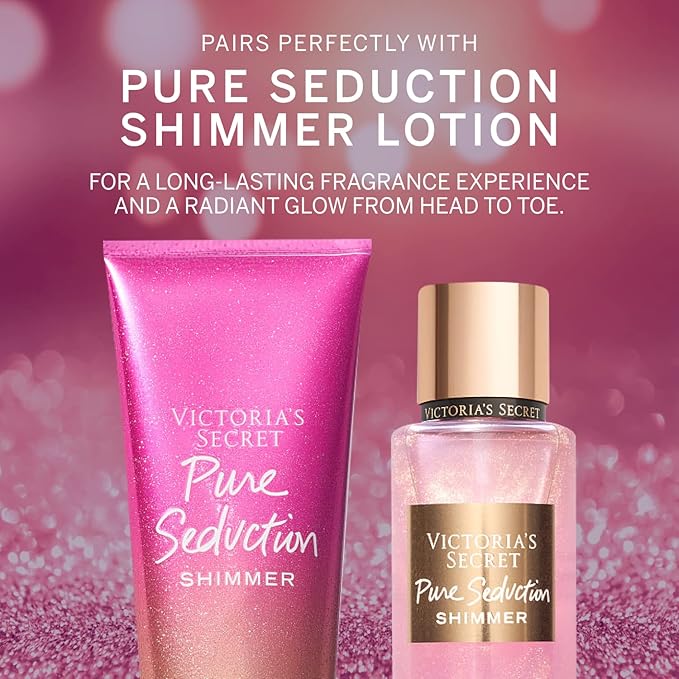 Victoria's Secret Pure Seduction Shimmer Body Spray for Women, Notes of Juiced Plum and Crushed Freesia, (8.4 oz)