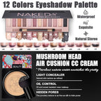 All in One Makeup Kit,Includes Naked Eyeshadow,Liquid Foundation,CC Cream,Lipstick Set,Mascara,Makeup Brush,Makeup Sponge,Eyebrow Powder,Eyebrow Soap,Eyeliner Stamp, Primer,Contour Stick,Cosmetic Bag