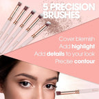 Kabuki Makeup Brush Set - Foundation Powder Blush Concealer Contour Brushes - Perfect for Liquid, Cream or Mineral Products - 10 Pc Collection with Premium Synthetic Bristles for Eye and Face Cosmetic