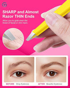 Expert Eyebrow Hair Removal Tweezer with Leather Case, GlamTweeler High Precision Slant Tip Stainless Steel Tweezers for Men and Women (Chartreuse Yellow)