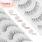 Wispy Lashes Natural Look False Eyelashes 13MM Eye Lash Pack 3D Volume Fake Eyelashes 7 Pair Siligli
