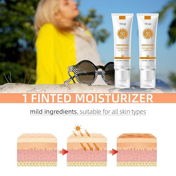Face Tinted Sunscreen, Universal Sunscreen SPF 50+++, Suitable for All Skin Types, Travel Size Sunscreen