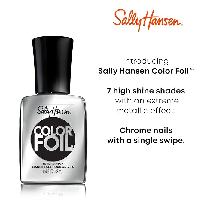 Sally Hansen Color Foil, Steel A Kiss, Long Lasting, Opaque, Shimmery Silver Nail Polish