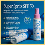 Vacation Super Spritz SPF 50 Face Mist & Air Freshener Bundle, Daily Face Sunscreen Spray, Clean & Lightweight Feel, Water-Resistant, Non-Comedogenic, Vegan, Travel Size, 2.2 Fl. Oz.