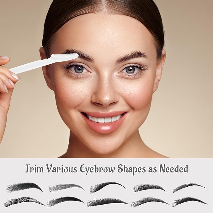 6 Pcs White Eyebrow Razor, Face Razors Multipurpose, Facial Razors for Women Men, Eyebrow Trimmers Shaver with Protective Cover, Dermaplaning Tools for Face Body Use, Facial Hair Removal Tools