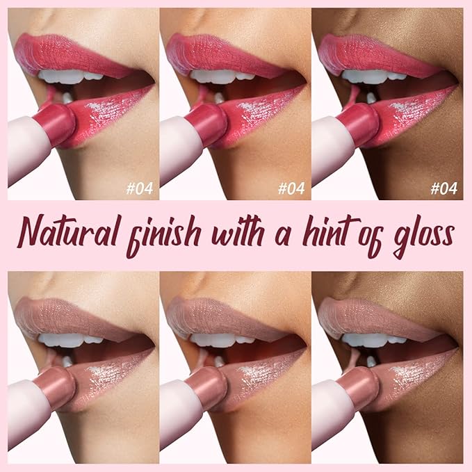 2PCS Tinted Lip Balm Chapstick with Color, Natural Semi - Gloss Finish, Hydrating/Coloring 2 in 1 Moisturizer Lip Stick for Girls & Women #04+#05