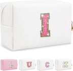 Initial letter patch makeup bag,