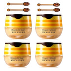 4 PCS Bee Lip Balm Honey Pot,Honey Lip Mask,Honey Propolis Lip Mask Moisturizing Moisture Nourishing Dry & Chapped Lips,Lip Care and Reduces Lip Lines,Lip Exfoliating