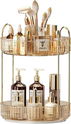 360 Rotating Makeup Organizer - Large-Capacity Skincare & Makeup Storage with 2-Tier Perfume Organizers, Cosmetic Dresser & Makeup Brush Holder - Fits Bedroom, Bathroom, Vanity Shelf & Countertop