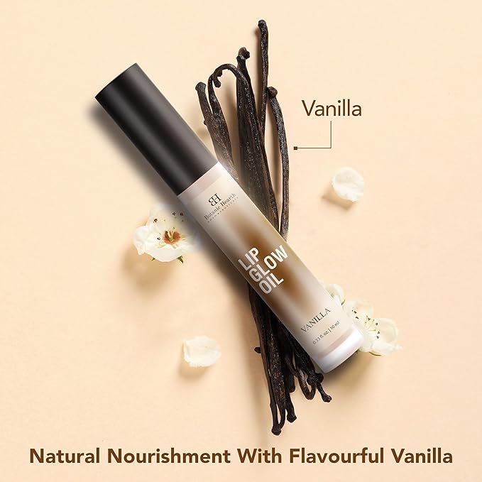 Botanic Hearth Lip Glow Oil with Vanilla flavor | Moisturizing & Hydrating Lip Gloss Oil for Dry Lips | Transparent Gloss | Lightweight & Non Greasy | 0.3fl oz