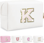 Initial letter patch makeup bag,