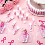 50 Set Breast Cancer Awareness Gifts Bulk Woman Pink Ribbon Lip Balm Hand Cream Include 50 Lip Balm 50 Hand Cream 50 Bag 50 Tag Breast Cancer Awareness Month Items Survivors Offices