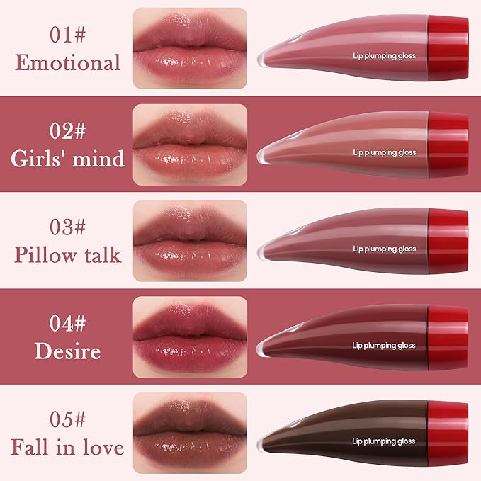 Hydrating Lip Glow Oil, Lip Plumper Gloss Lip Tint Stain, Pigmented Plumping Lip Gloss, Nourishing Non-Sticky Vegan, Glossy Mirror Finish Tinted Lip Glaze, Plump And Pout Lipgloss for Women Girls-03#