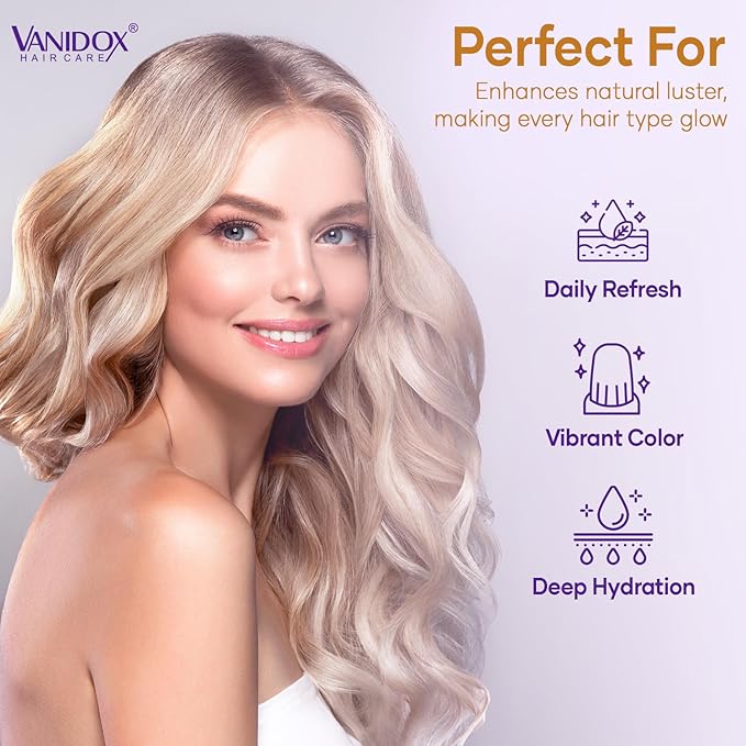 Sulfate Free Brass Toning Purple Shampoo for Blondes, Brown Highlighted, or Bleached Hair, Infused with Purple Rice Extract, Hyaluronic Acid, Vitamin E, and Chamomile Extract (16 fl oz)