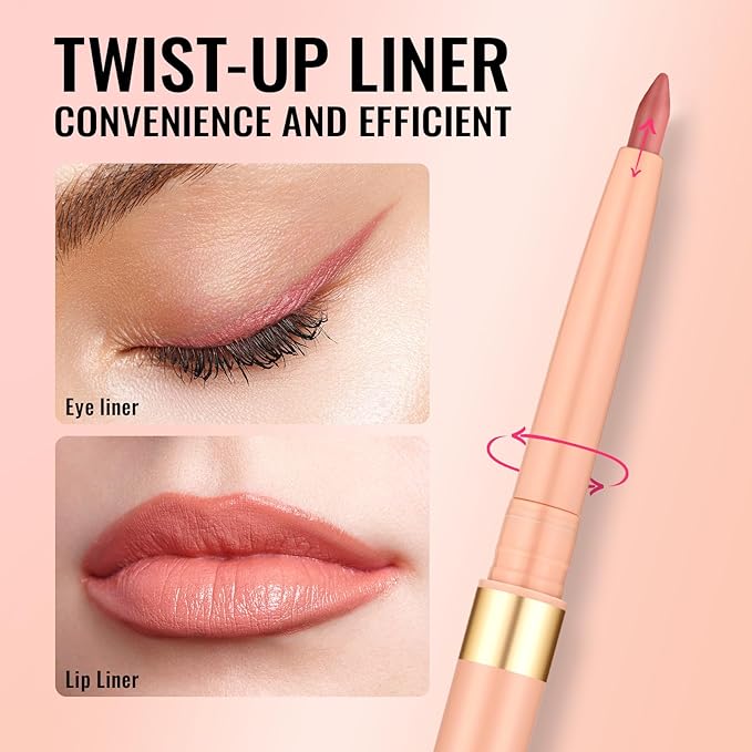 Oulac Waterproof Lipliner Pencil - Smooth and Creamy, Retractable Lip Makeup for Precision Application, Vegan & Cruelty-Free, LL04 Sunlit Peach