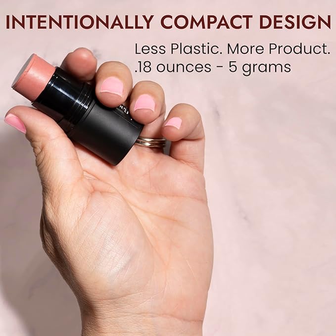 Organic Blush Tube, Brandy - 100% Natural Vegan Cream Blush Sticks, Multi-Use Bronzer, & Highlighter for Lips, Cheeks & Eyes, Buildable Shimmer, Gluten-Free, Paraben-Free, Made in USA