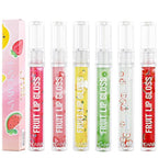 6 Pcs Fruity Lip Oil, Hydrating Moisturizing Shiny Lip Glaze, No Sticky Hydrating Lip Gloss Tinted Lip Balm, Lightening Lip Lines, Anti-Dry Cracking Lip Gloss Strawberry Kiwi Cosmetics Lip Care