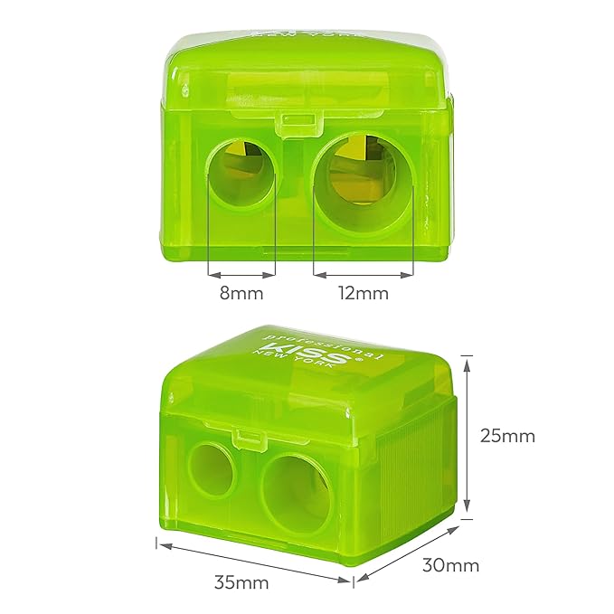 KISS NEW YORK Professional Duo Pencil Sharpener, Convenient, Essential Tool for Eye liner, Lip liner, Sharpens, Easy To Clean, Compact (Sharpener)