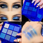 9-Color Glitter Matte Eyeshadow Palette, Silver Grey, Light Blue, Highly Pigmented Waterproof Corpse Bride Makeup for Blue Eyes