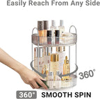 360 Rotating Makeup Organizer for Vanity,Bathroom Countertop Organizer,Spinning Perfume Organizer&Vanity Organizer(Grey-2 Tier)