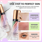 2PCS One Step Color Corrector,Tri-Color Color Correcting Facial Serum,Moisturizing Color Changing Foundation,Oil Control Tinted Moisturizer Isolation Cream for Face Makeup Primer Base