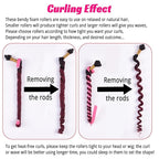 30PCS 9.45" Heatless Flexible Curling Rod, Skinny Small Flexi Rod Soft Twist Foam Hair Rollers for Tight Curl Women Girl Home Use Long and Short Hair (0.31 x 9.45 Inch, Pink#)