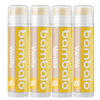 4-Pack Vanilla SPF 15 Lip Balm - Organic Ingredients, Broad Spectrum UVA/UVB Protection - Hydrating & Moisturizing, USA Made