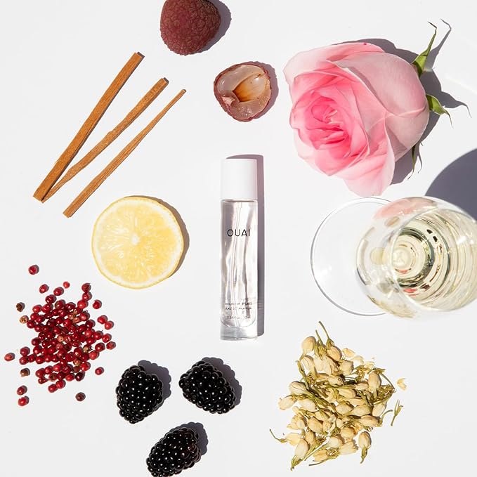 OUAI Melrose Place Eau de Parfum Travel Size - Elegant Womens Perfume for Everyday Wear - Fresh Floral Scent has Notes of Champagne, Bergamot & Rose with Delicate Hints of Cedarwood & Lychee (.34 Oz)