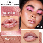 Rose Gold Metallic Lip Liner and Lipstick Combo Lip Gloss Tints Stain Set Makeup for Women Long Lasting Waterproof 24, Light Pink Metallic Glitter Shimmer Iridescent Liquid Lipstick lippies Lip Gloss