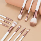 Makeup Brushes Set With Case 10Pcs White Makeup Brush Kit Foundation Eyeshadow Powder Blending Kabuki Eyebrow Eyelash Brushes Cosmetic Brush Travel Kit Gift (White+Brown)
