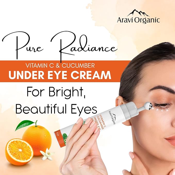 Vitamin C & Cucumber Under Eye Cream Gel Roll on Massager For Dark circles, Puffy Eyes