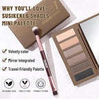 6 Colors Mini Naked Eyeshadow Makeup Palette with Brush Neutral Nude Smoky Eye Shadow Taupe & Brown Matte Make Up Pallet with Mirror Highly Pigmented Long Lasting Waterproof Travel Size Gift Kit
