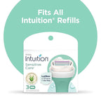 Schick Intuition Sleek Razors for Women with Sensitive Skin | 1 Razor & 3 Intuition Razor Blades Refill with Organic Aloe