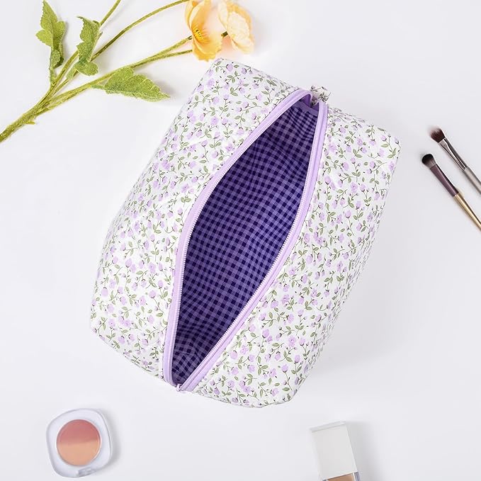 Soidram floral makeup bag quilted