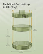 SONGMICS Makeup Organizer, 3-Tier Round Rotating Skincare Organizer Countertop, Customizable, Toiletries Vanity Organizer, Lazy Susan, Gift, Pale Green UJKA011C01