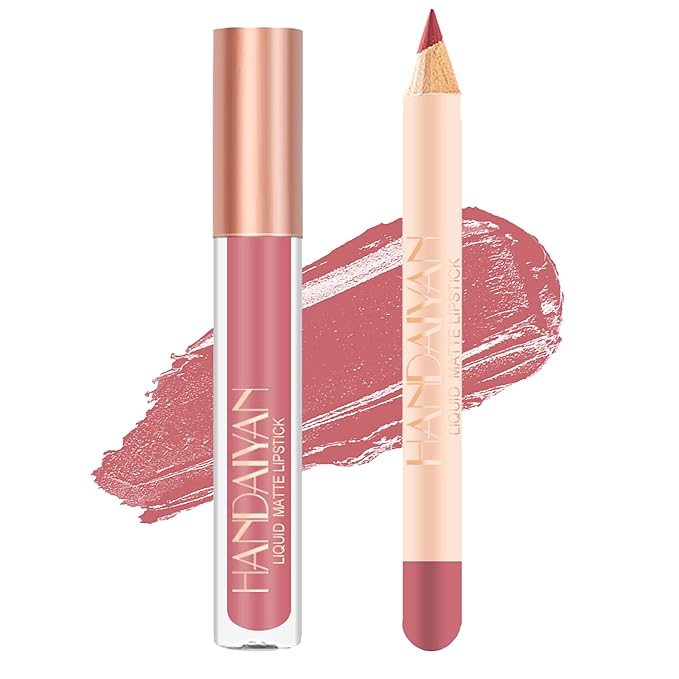 2Pcs Matte Nude Lip Liner Pencil and Lip Longwear