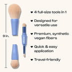 Alleyoop Overachiever 4-in-1 Travel Makeup Brush Set – Powder, Blending, Precision & Complexion Brushes – Mini Makeup Brush for Women, Vegan, Multi-Use & Travel-Friendly Makeup Tool