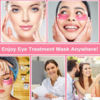 60pcs Under Eye Mask, Pink Collagen Under Eye Patches for Puffy Eyes & Dark Circles Treatments, Reduce Under Eye Bags Smooth Wrinkles, Lighthen Fine Lines, Moisturizing Under Eye Masks