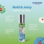 Blossom Roll on Lip Gloss, Scented Clear High Shine Moisturizing Lip Oil, Non Sticky, Infused with Real Flowers, Made in USA, 0.2oz, Mint