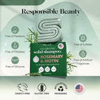 Kitsch Rosemary & Biotin Shampoo Bar - For Hair Growth, Strengthening, Thickening & Volumizing Shampoo for Women and Men - Free of Parabens, Sulfates & Silicones - Made in USA - 3.2 oz