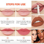 Light Pink Matte Lip Liner and Dark Lipstick Crayon Set, Velvet Long-Lasting Creamy Lip Liner Smudge-Proof Waterproof High Pigmented Lip Pencil Smooth Longwear Lip Liner For Women Makeup(#02)