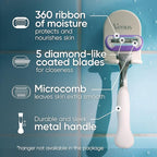 Gillette Venus Deluxe Smooth Platinum Razors for Women, 1 Venus Razor, 2 Razor Blade Refills, Metal Handle with Anti-Slip Grip