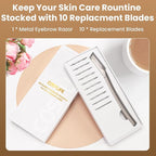 Eyebrow Razor Dermaplaning Tool with 10 Blade Refills Exfoliating Face Razors for Women Facial Razor for Peach Fuzz and Eyebrow Hair Removal