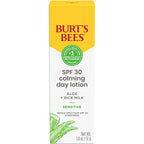 BURTS BEES SPF 30 Calming Day Face Lotion With Aloe and Rice Milk for Sensitive Skin, Sunscreen Face Lotion Soothes Redness and Irritation, 99.4 Percent Natural Origin Skin Care, 1.8 oz. Tube