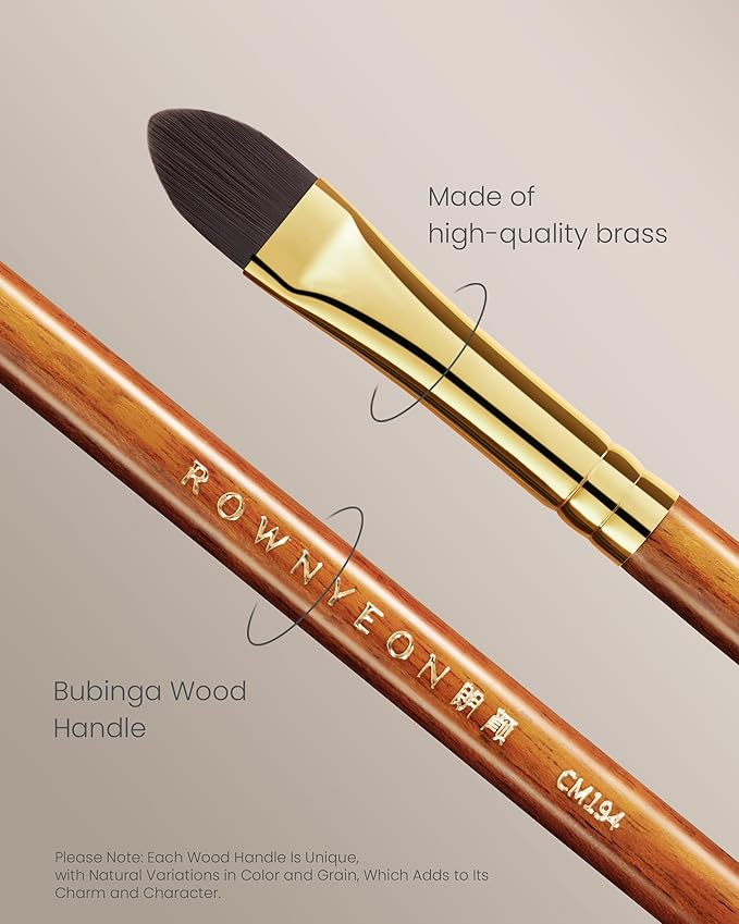 Desert Oak Series Liquid-Sculpt Pro Concealer Brush - Wide Teardrop Head for Under Eyes & Redness, Bubinga Wood, Brass Ferrule (CM 194)