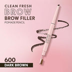 Covergirl Clean Fresh Brow Filler Pomade, 600 Dark Brown, Eyebrow Pencil, Ultra-Precise Tip, Creamy Formula, Highly Pigmented, Soft Matte Finish, Vegan Formula, 0.007oz