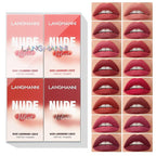 Mini Matte Lip Glaze Set, 16Pcs Liquid Lip Gloss with Gift Box, Rose Nude Red Lip Gloss Lip Stain Long Lasting Waterproof Non-Stick Lip Make Up Gift Set for Mum, Wife and Daughter