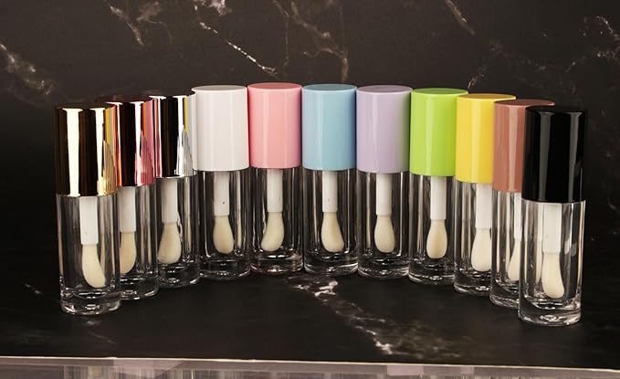 COSIDEA 14pcs Empty 6ml big doe foot wand Chunky lip gloss tubes for DIY lipgloss,Pink round lipgloss containers tubes with thick wand (Yellow)